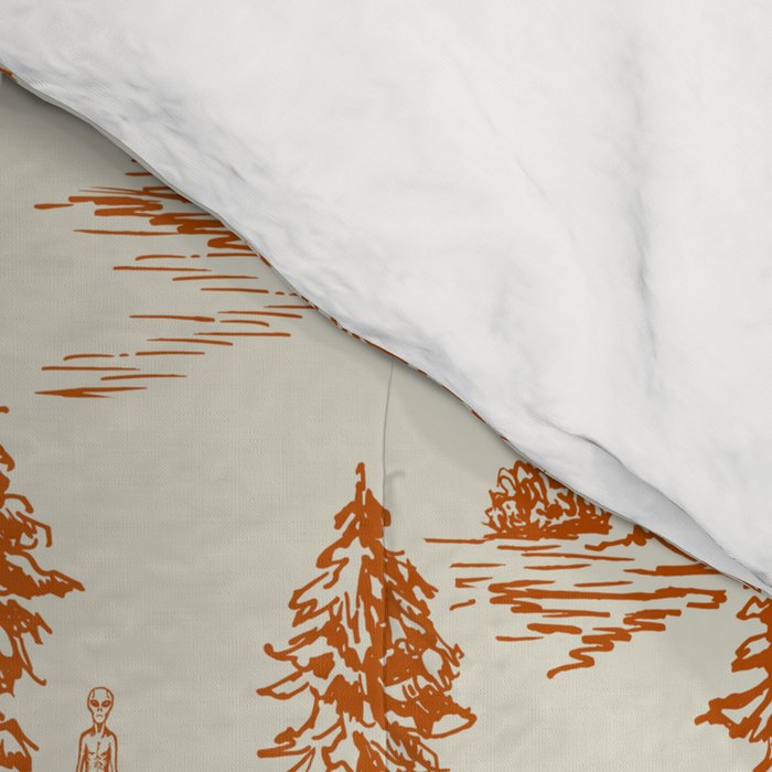 Orange Alien Abduction Toile De Jouy Pattern Comforter Gallery Image 4