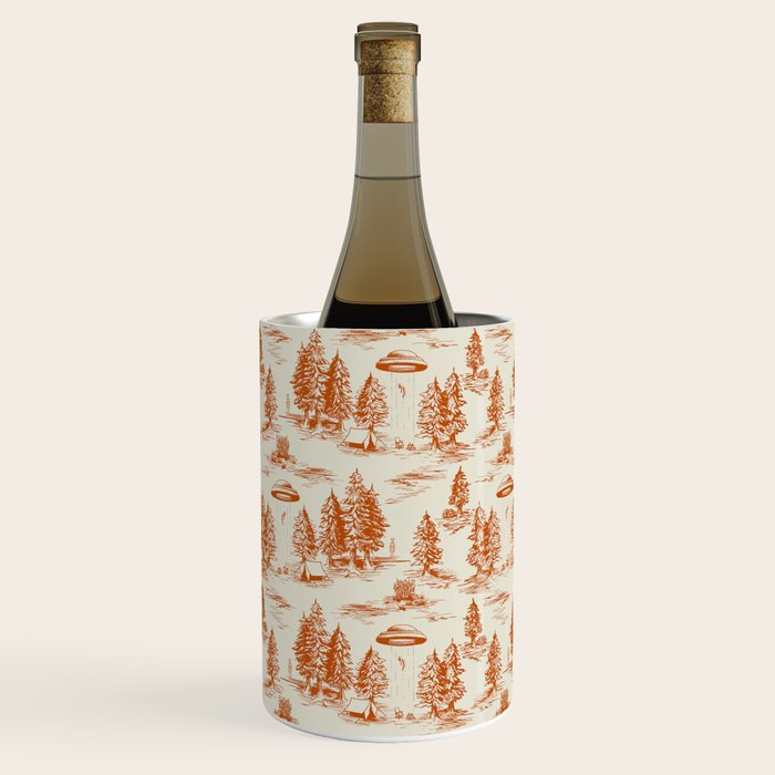 Orange Alien Abduction Toile De Jouy Pattern Wine Chiller Gallery Image 2