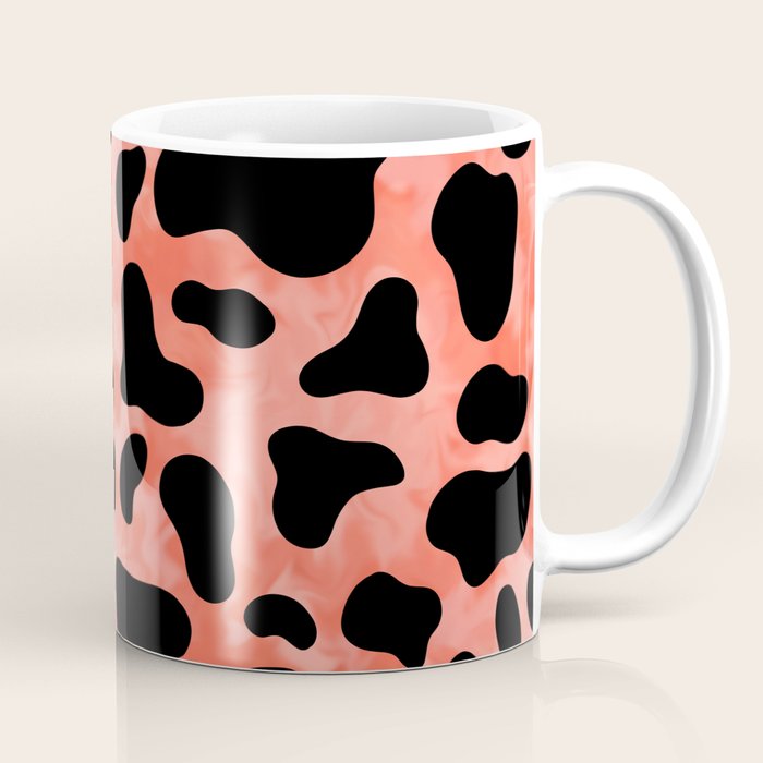 Coral Cow Print Coffee Mug Gallery Image 1