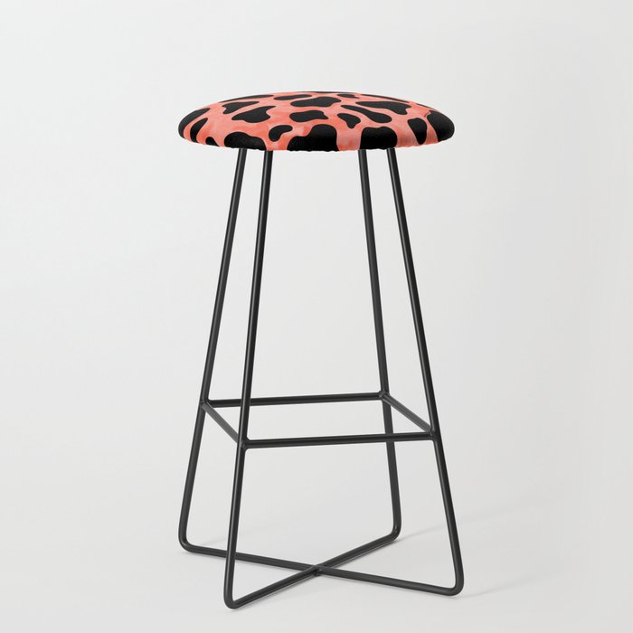 Coral Cow Print Stool Gallery Image 1