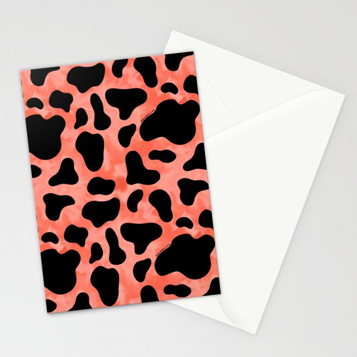 Coral Cow Print Stationery Card Gallery Image 2
