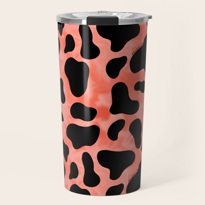 Coral Cow Print Travel Mug Gallery Image 1
