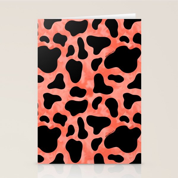 Coral Cow Print Stationery Card Gallery Image 2