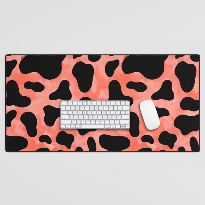 Coral Cow Print Desk Mat Gallery Image 1