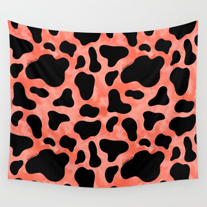 Coral Cow Print Wall Tapestry Gallery Image 1