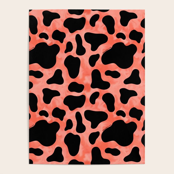 Coral Cow Print Poster Gallery Image 1