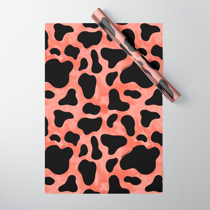 Coral Cow Print Wrapping Paper Gallery Image 1