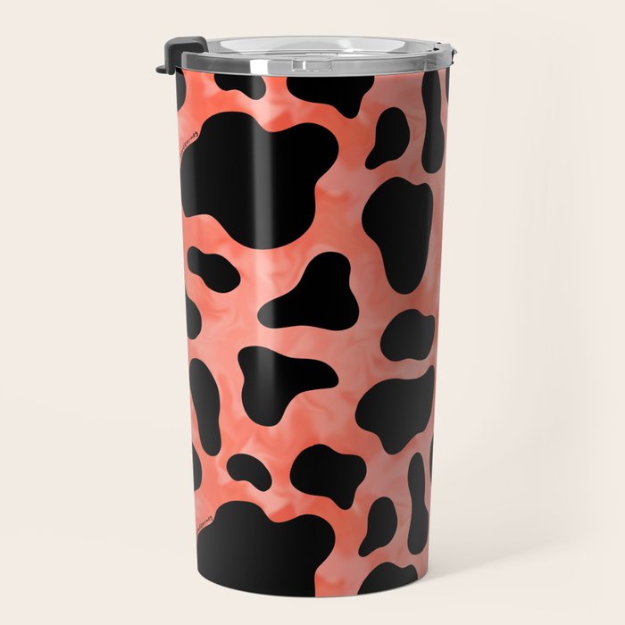 Coral Cow Print Travel Mug Gallery Image 3