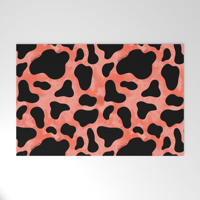 Coral Cow Print Welcome Mat Gallery Image 1