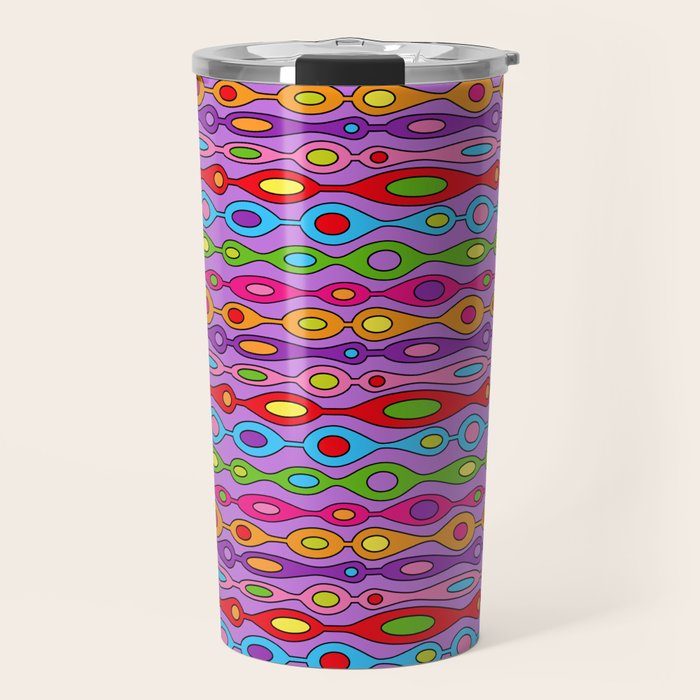 Mid Century Colorful Geometric Oval Pattern Travel Mug Gallery Image 1