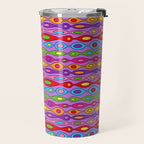 Mid Century Colorful Geometric Oval Pattern Travel Mug Gallery Image 2