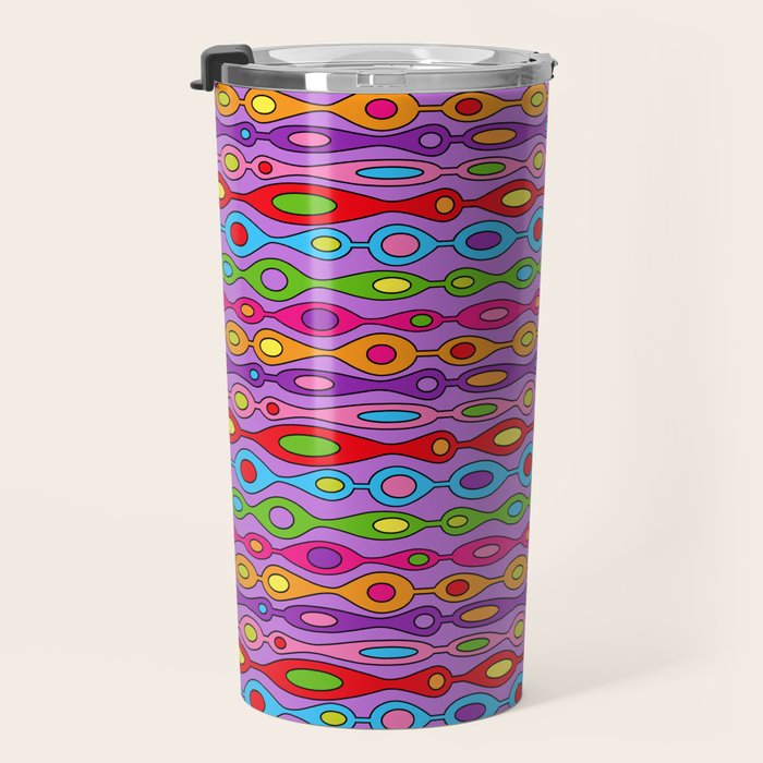Mid Century Colorful Geometric Oval Pattern Travel Mug Gallery Image 3