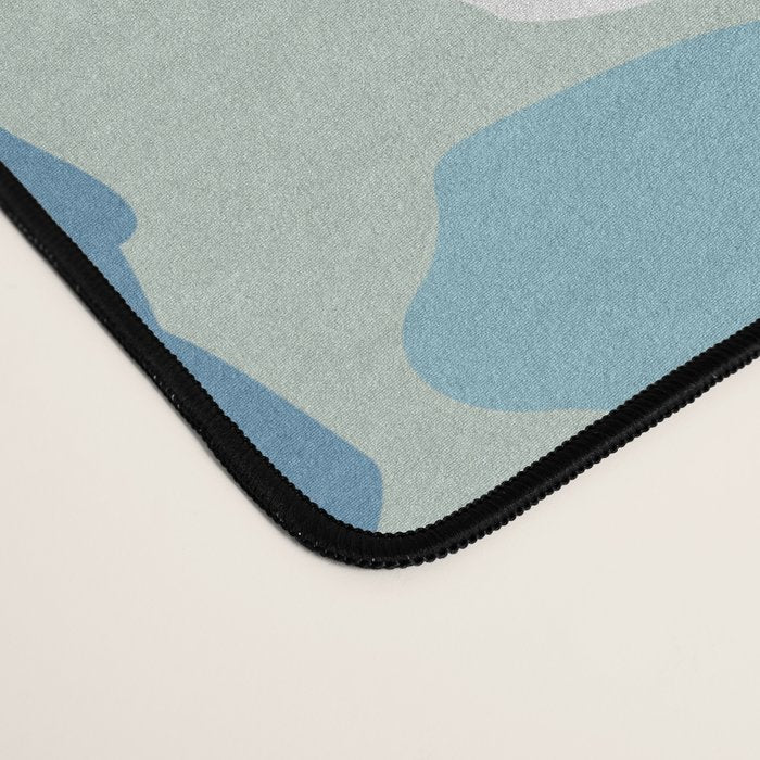 Terrazzo Mosaic Pattern, Teal Blue, Green, White Desk Mat Gallery Image 4