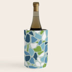 Terrazzo Mosaic Pattern, Teal Blue, Green, White Wine Chiller Gallery Image 3