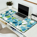 Terrazzo Mosaic Pattern, Teal Blue, Green, White Desk Mat Gallery Image 2