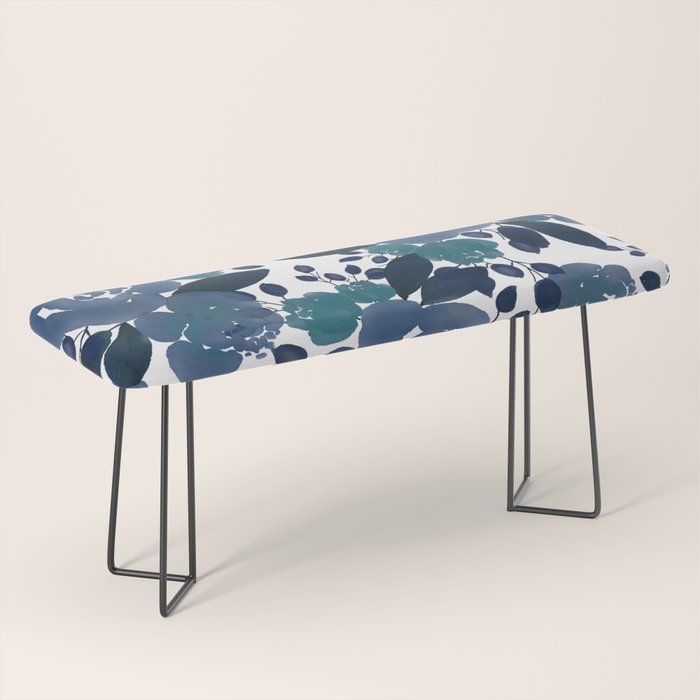 Watercolor navy blue mauve green blue roses flowers Bench Gallery Image 1