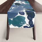 Watercolor navy blue mauve green blue roses flowers Table Runner Gallery Image 1