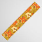Retro 60s/70s Orange & Olive Green Floral Table Runner Gallery Image 3