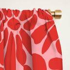 Pink and Red - Retro Floral Art Print Window Curtain Gallery Image 2