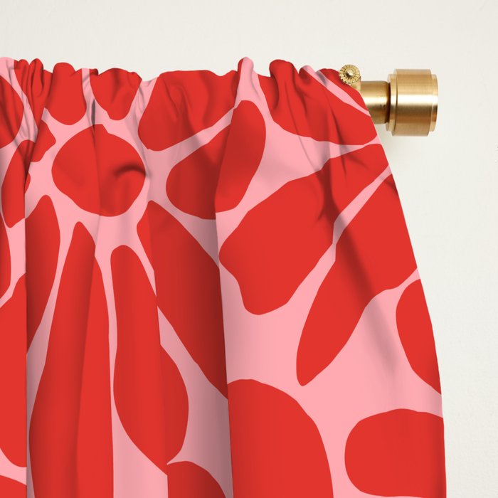 Pink and Red - Retro Floral Art Print Window Curtain Gallery Image 2