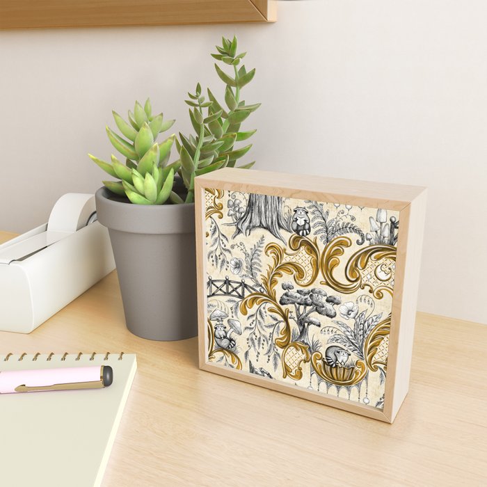 Rococo Raccoons - gold Mini Art Print Gallery Image 2