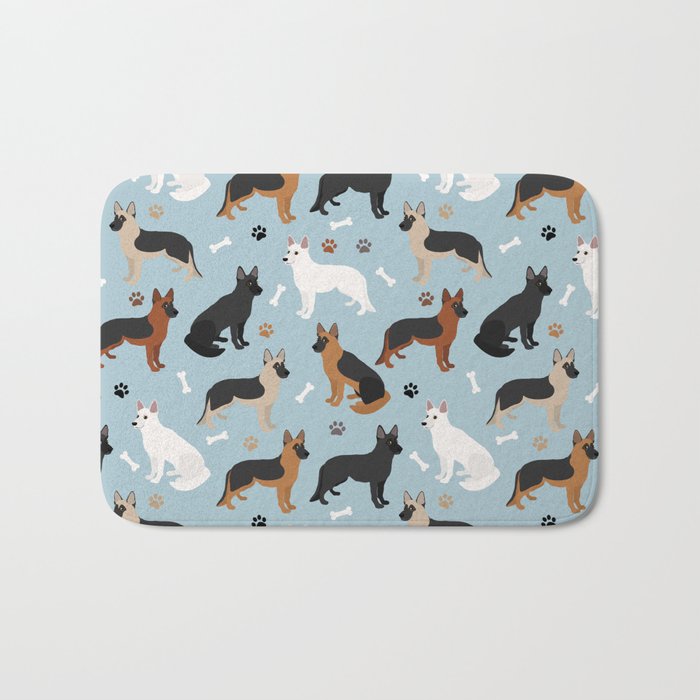 German Shepherd Dog Paws and Bones Pattern Bath Mat Gallery Image 1