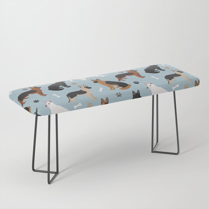 German Shepherd Dog Paws and Bones Pattern Bench Gallery Image 1