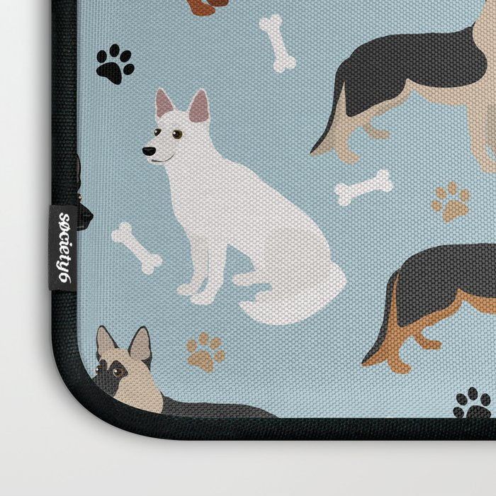 German Shepherd Dog Paws and Bones Pattern Laptop Sleeve Gallery Image 3