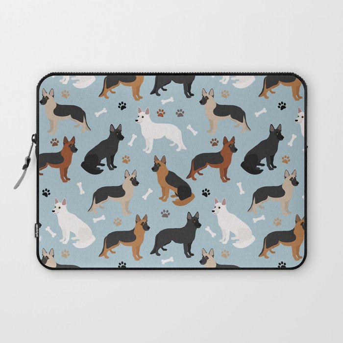 German Shepherd Dog Paws and Bones Pattern Laptop Sleeve Gallery Image 1