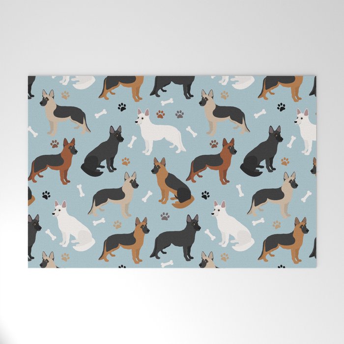 German Shepherd Dog Paws and Bones Pattern Welcome Mat Gallery Image 1