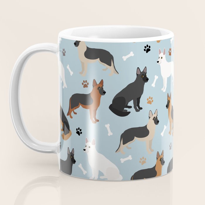 German Shepherd Dog Paws and Bones Pattern Coffee Mug Gallery Image 3