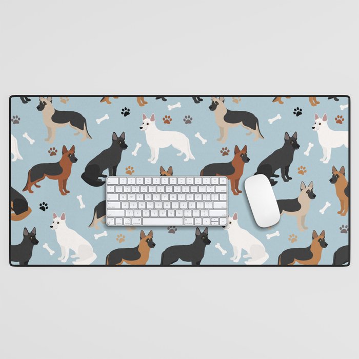 German Shepherd Dog Paws and Bones Pattern Desk Mat Gallery Image 1