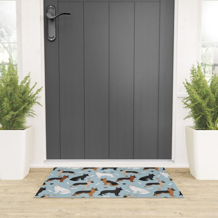 German Shepherd Dog Paws and Bones Pattern Welcome Mat Gallery Image 3