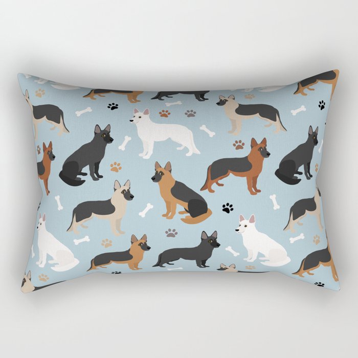 German Shepherd Dog Paws and Bones Pattern Rectangular Pillow Gallery Image 1
