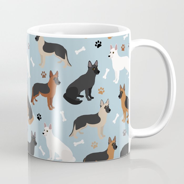 German Shepherd Dog Paws and Bones Pattern Coffee Mug Gallery Image 1