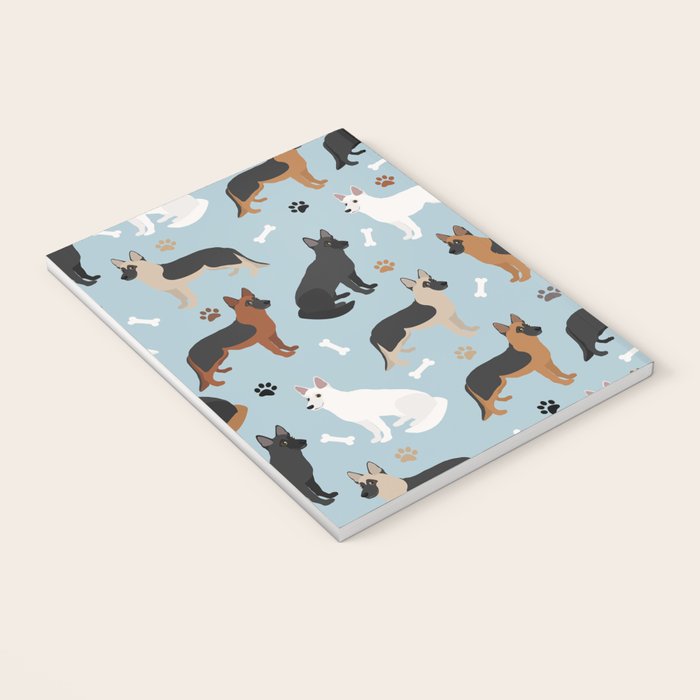 German Shepherd Dog Paws and Bones Pattern Notebook Gallery Image 3