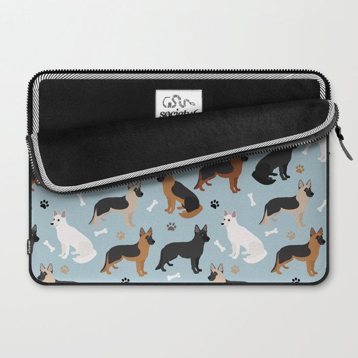 German Shepherd Dog Paws and Bones Pattern Laptop Sleeve Gallery Image 2