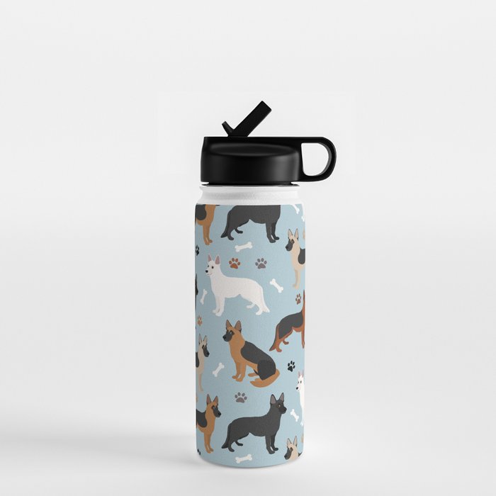 German Shepherd Dog Paws and Bones Pattern Water Bottle Gallery Image 1