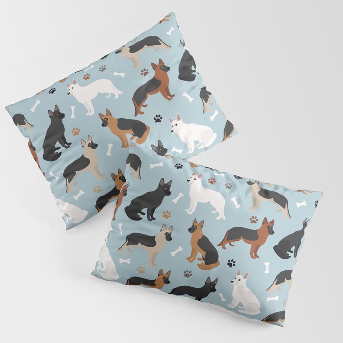 German Shepherd Dog Paws and Bones Pattern Pillow Sham Gallery Image 3