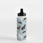 German Shepherd Dog Paws and Bones Pattern Water Bottle Gallery Image 2