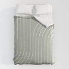 Minimal Line Curvature LXXXIX Pastel Sage Green Mid Century Modern Arch Abstract Comforter Gallery Image 6