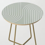 Minimal Line Curvature LXXXIX Pastel Sage Green Mid Century Modern Arch Abstract Side Table Gallery Image 2