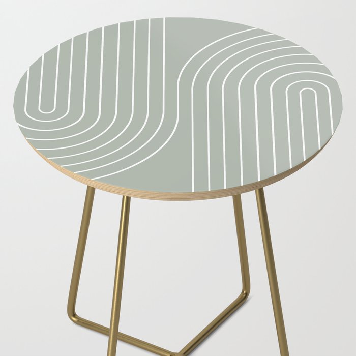 Minimal Line Curvature LXXXIX Pastel Sage Green Mid Century Modern Arch Abstract Side Table Gallery Image 2