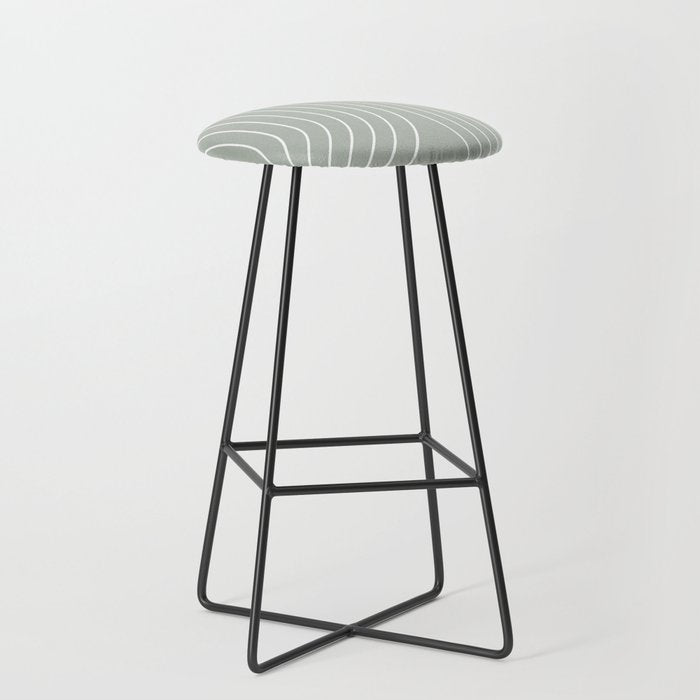 Minimal Line Curvature LXXXIX Pastel Sage Green Mid Century Modern Arch Abstract Stool Gallery Image 1