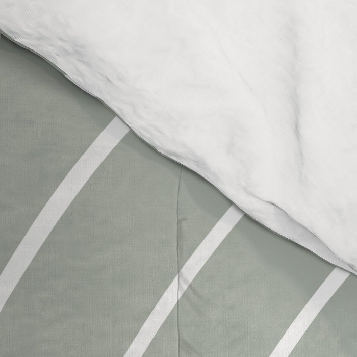 Minimal Line Curvature LXXXIX Pastel Sage Green Mid Century Modern Arch Abstract Comforter Gallery Image 4