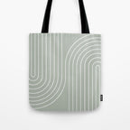 Minimal Line Curvature LXXXIX Pastel Sage Green Mid Century Modern Arch Abstract Tote Bag Gallery Image 1