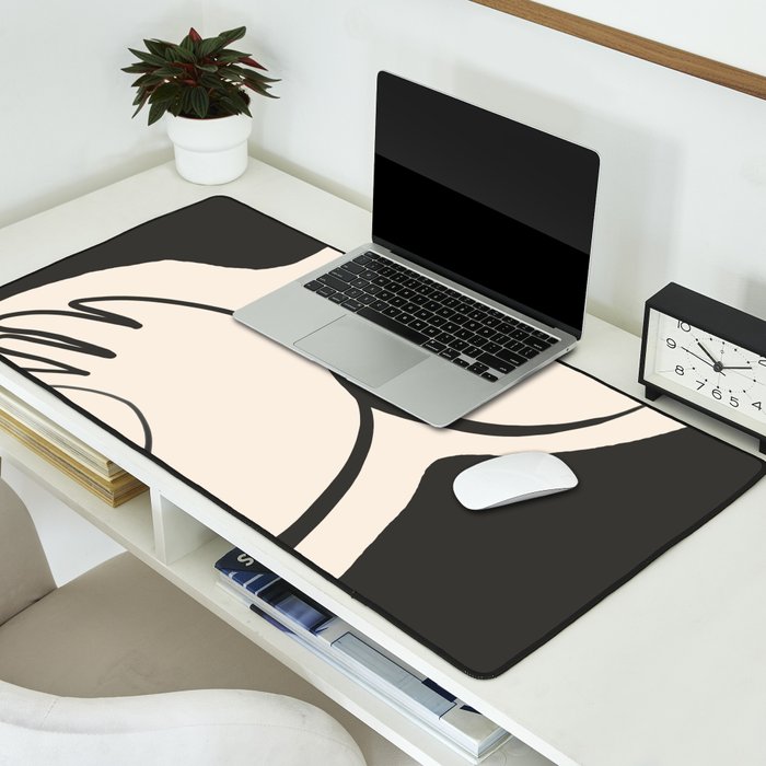 Lady Portrait Abstract Minimal  Line Art Desk Mat Gallery Image 2
