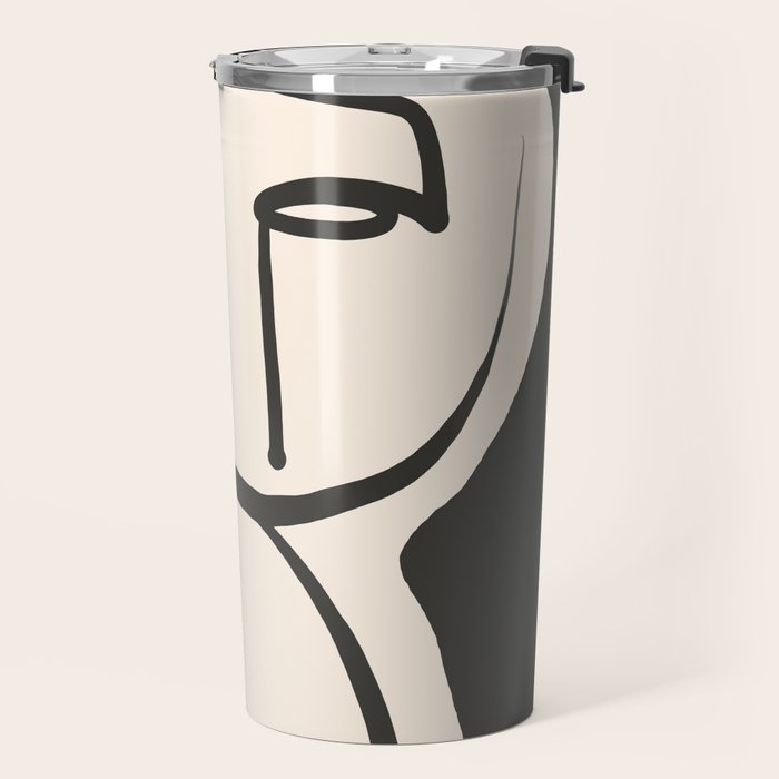 Lady Portrait Abstract Minimal  Line Art Travel Mug Gallery Image 2