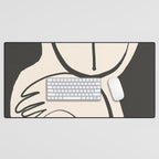 Lady Portrait Abstract Minimal  Line Art Desk Mat Gallery Image 1