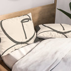 Lady Portrait Abstract Minimal  Line Art Pillow Sham Gallery Image 2